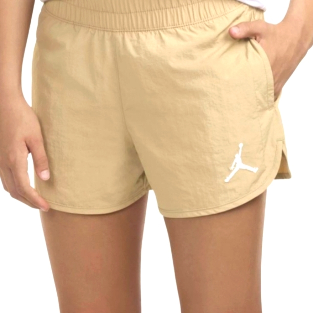 Jordan Girls Athletic Tan Shorts Large Lined Jumpman High Flying Shorts